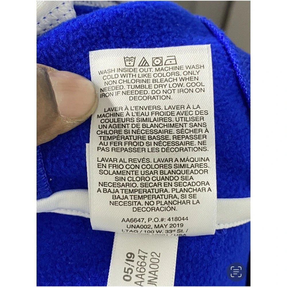 Adidas Boys Hoodie Pullover‎ Jacket Blue Logo Spell Out 3 Stripes Pocket Size XL